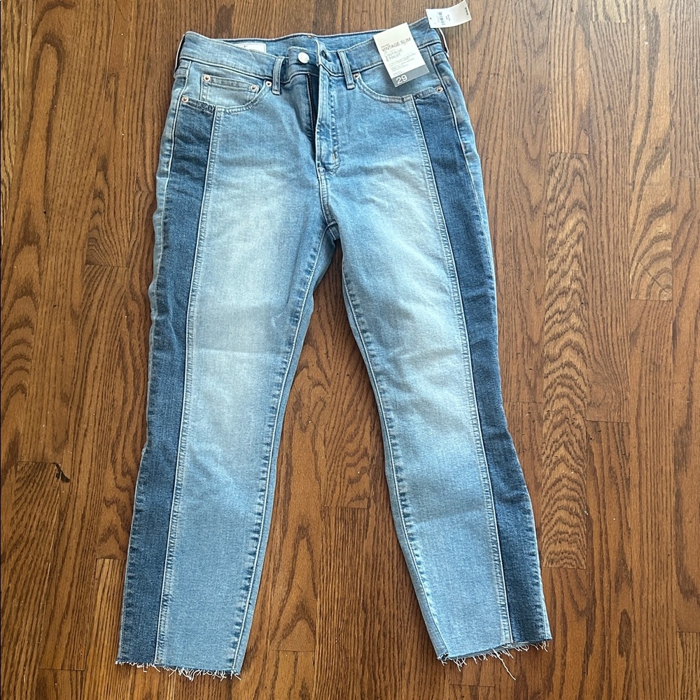 GAP Vintage Slim High Rise Two-Tone Blue Ankle Jeans Petite 29